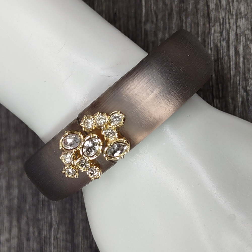 Alexis Bittar Lucite Hinged Bangle Bracelet w/Crystal Accents
